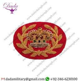 Hat Cap Badge Wo2 Rqms Crown And Wreath, Warrant Officer, Mess Dress, Red, Army, Military
