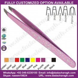 TWEEZERS THIN SLANTED DIFFERENT PATTERNS BEAUTY INSTRUMENTS