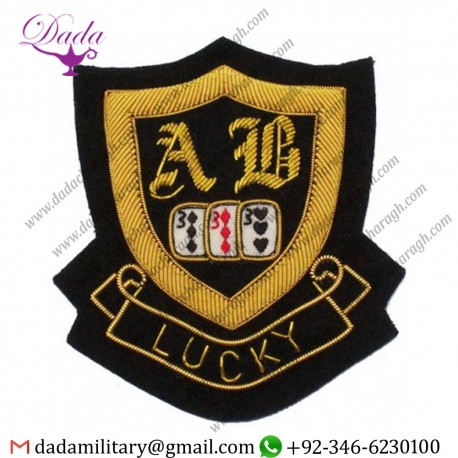 High Quality Badge Hand Embroidery Bullion Wire Emblems Badges