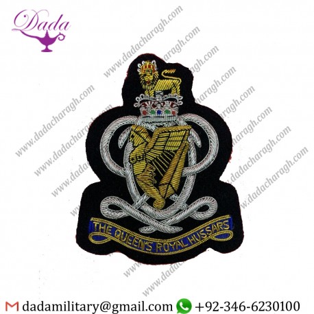 Manufacturer The Queen’s Royal Hussars Cap Badge Qrh Hand Embroidered Bullion Wire Cap Badge