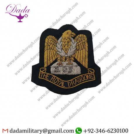 Manufacturer The Royal Dragoons Military Blazer Badge Wire Bullion Badge