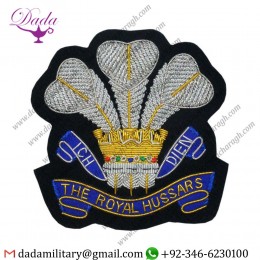 Manufacturer The Royal Hussars (Prince Of Wales's Own) Regimental Blazer Badge Bullion Wire
