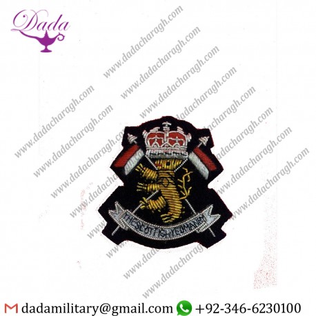 Manufacturer The Scottish Yeomanry Officers Beret Cap Badge Embroidered Bullion & Wire Badge