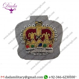 Metallic Wire Intelligence Corps Grey Staff Sergeant Crown, Mess Dress, Army, Military, Sgt