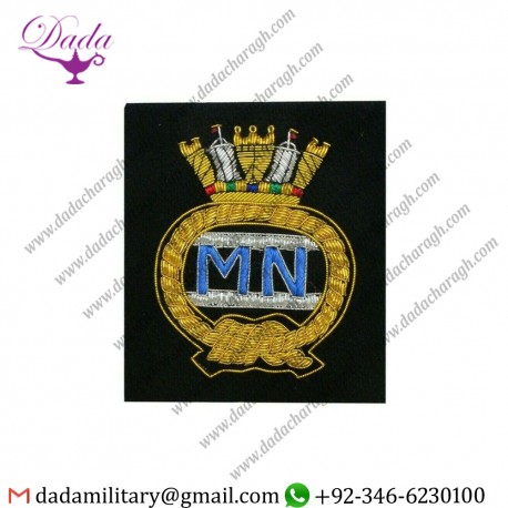 Military Badge Merchant Navy Deluxe Blazer Badge Bullion Wire Hand Embroidery And Silk Threads