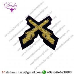 Military Badge Mess Dress Crossed Rifles Gold On Black Cloth