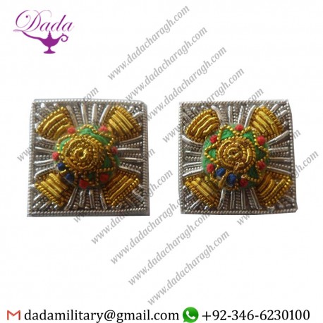 Military Badge Mess Dress Silver Pips, Stars, 5 8 Inch, Officers, Army, Military, Embroidered, Pair