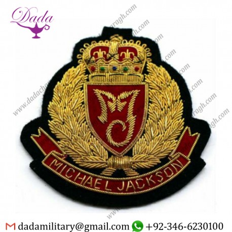 Military Badge Michael Jackson Gold Bullion Hand Embroidered Blazer Fashion Badge