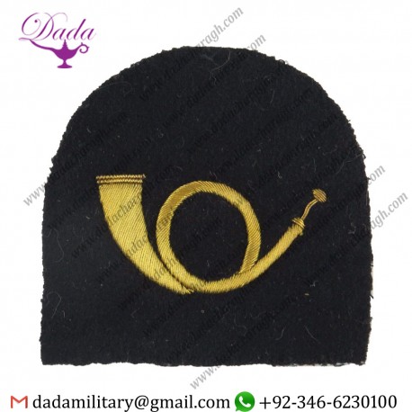Military Insignia Royal Naval Reserve (Postal) Post Horn Trade Gold On Navy Bullion Wire Embroidered Naval Branch Rank