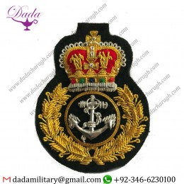 Military Insignia Royal Navy Qc Crown & Anchor Military Blazer Badge Wire Bullion Badge