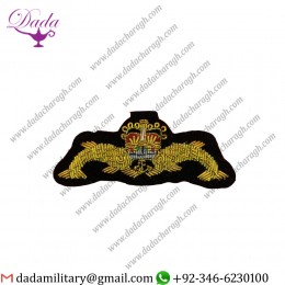 Military Insignia Royal Navy Submariner Bullion And Wire Badge Royal Navy Hand Embroidered Badge