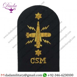 Military Motif Hand Embroidery Badges Operator Mechanic   2 Stars Csm Trade  Gold On Navy Bullion Wire-embroidered 