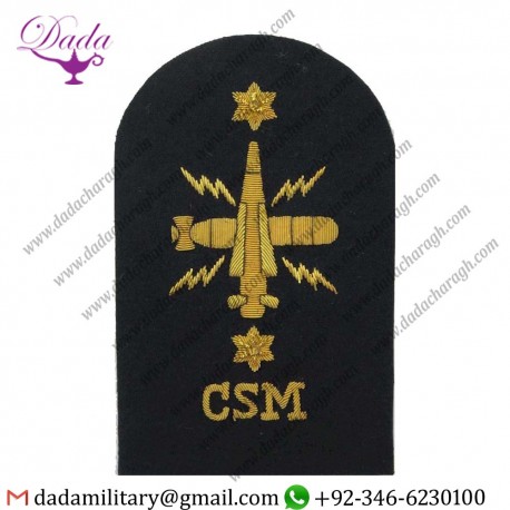 Military Motif Hand Embroidery Badges Operator Mechanic   2 Stars Csm Trade  Gold On Navy Bullion Wire-embroidered 