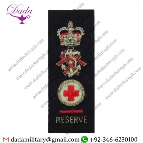 Military Motif Hand Embroidery Badges Qarnns Reserve Senior Nursing Sister Tippet  Rank Badge Queen's Crown. Bullion Wire