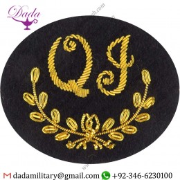 Military Motif Hand Embroidery Badge Qualified Instructor Field Engineering Gold On Navy Blue Embroidered Army Cloth Trade Badge