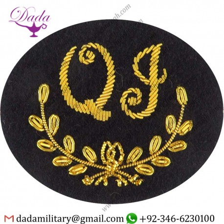 Military Motif Hand Embroidery Badge Qualified Instructor Field Engineering Gold On Navy Blue Embroidered Army Cloth Trade Badge