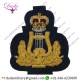 Military Motif Hand Embroidery Badges Raf Band - Lyre & Crown - Large - Bandmaster - Rare Gold On Dark Blue Queen's Crown. 