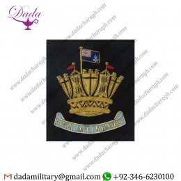Military Motif Hand Embroidery Badges Royal Fleet Auxiliary Blazer Badge Scroll Below Crown Bullion Wire-embroidered
