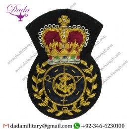 Military Motif Hand Embroidery Badges Royal Fleet Auxiliary Chief Petty Officers Full Size Queen's Crown. Bullion 
