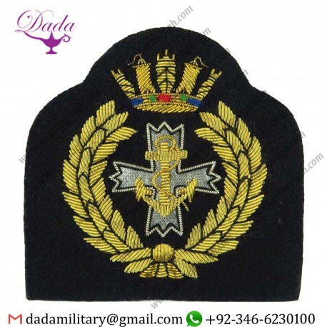 Military Motif Hand Embroidery Badges Sea Cadet Corps Chaplain Bullion Wire-embroidered Naval Cap Badge Or Cap Tally