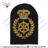 Military Motif Hand Embroidery Badges Trade - Gold On Navy Queen's Crown. Bullion Wire-embroidered Naval Branch Rank