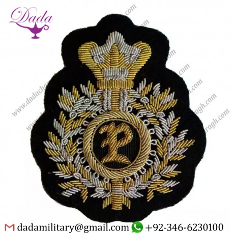 Military Motif Hand Embroidery Bullion Wire Blazer Badges