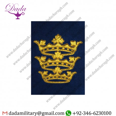 Military Uniform Emblem Gold Bullion Wire Embroidered Blazer Military Uniform Badge