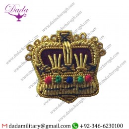 Military Uniform Emblem Gold Embroidered Mess Dress Crowns, Various Sizes, Army, Military, Officers