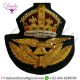 Military Uniform Emblem Gold Wire Raf Officers Cap Kings Crown 2ww Pattn Badge 7.4cm X 6.7cm
