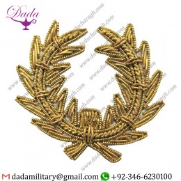 Military Uniform Emblem Gold Wreath Handmade Bullion Patch