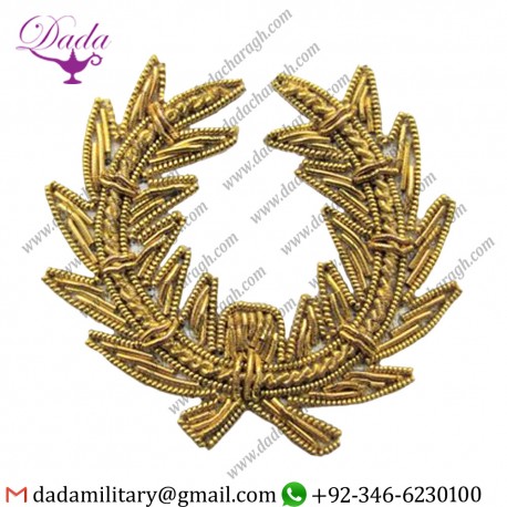Military Uniform Emblem Gold Wreath Handmade Bullion Patch