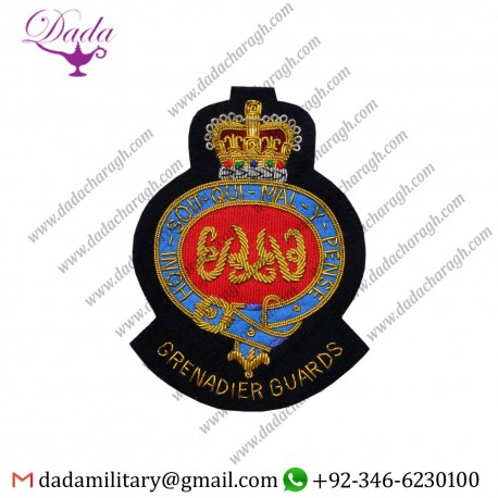 Military Uniform Emblem Grenadier Guards (Qc) Blazer Badge Bullion Jacket, military Hand Embroidered