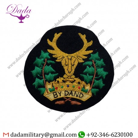 Military Uniform Emblem Gordon Highlanders Regiment Blazer Badge Bullion Gold Wire Hand Embroidered