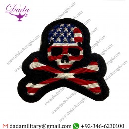 Military Uniform Emblem Hand Embroidered Biker Patch American Muscle Skull  3d Sew On Patches