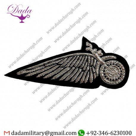 Military Uniform Emblem Hand Embroidered Biker Patch Bike With Wings  3d Sew On Patches