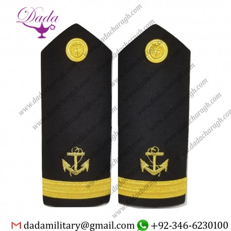 Shoulder Boards Epaulets -Hardboards Gold Anchor & One Bar Button