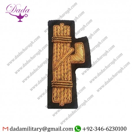 Military Uniform Emblem Hand Embroidered Bullion Wire Roman Fasces Patch