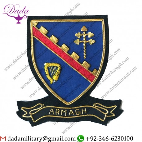 Military Uniform Emblem Hand Embroidered Irish County - Armagh - Collectors Heritage Item