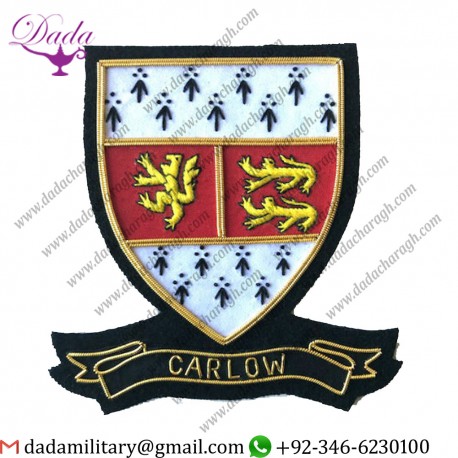 Military Uniform Emblem Hand Embroidered Irish County - Carlow - Collectors Heritage Item