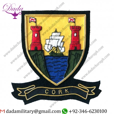 Military Uniform Emblem Hand Embroidered Irish County - Cork - Collectors Heritage Item