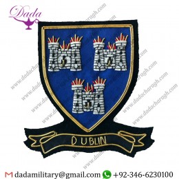 Military Uniform Emblem Hand Embroidered Irish County - Dublin - Collectors Heritage Item