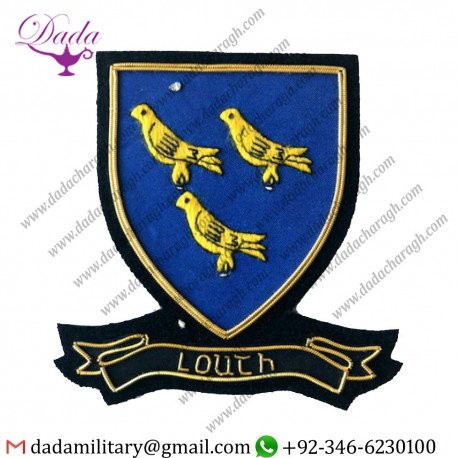 Military Uniform Emblem Hand Embroidered Irish County - Louth - Collectors Heritage Item
