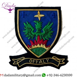 Military Uniform Emblem Hand Embroidered Irish County - Offaly - Collectors Heritage Item