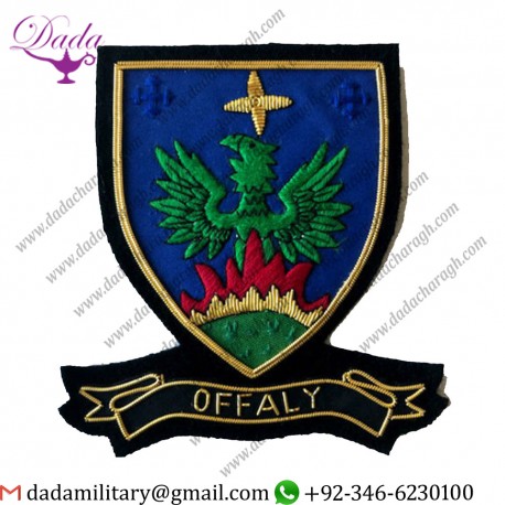 Military Uniform Emblem Hand Embroidered Irish County - Offaly - Collectors Heritage Item