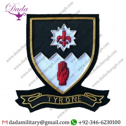 Military Uniform Emblem Hand Embroidered Irish County - Tyrone - Collectors Heritage Item