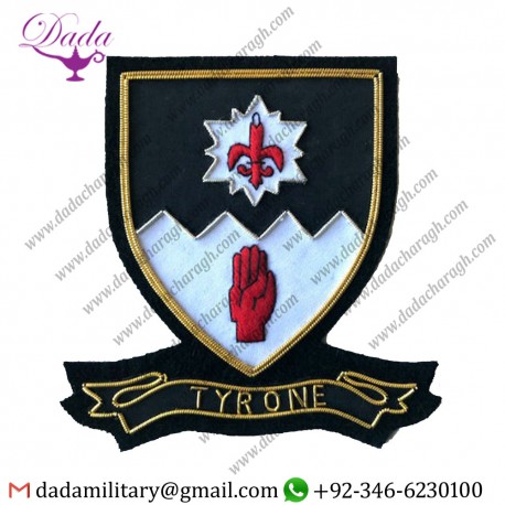 Military Uniform Emblem Hand Embroidered Irish County - Tyrone - Collectors Heritage Item