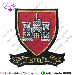 Military Uniform Emblem Hand Embroidered Irish County Limerick Collectors Heritage Item