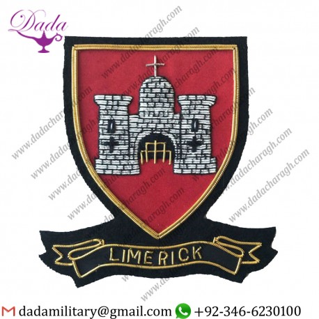 Military Uniform Emblem Hand Embroidered Irish County Limerick Collectors Heritage Item