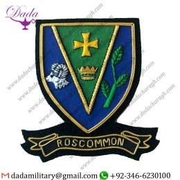 Military Uniform Emblem Hand Embroidered Irish County Roscommon Collectors Heritage Item