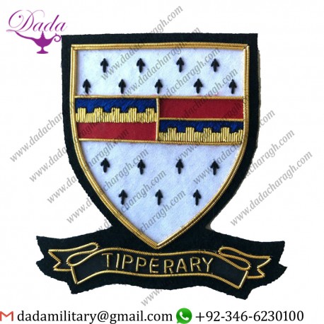 Military Uniform Emblem Hand Embroidered Irish County Tipperary Collectors Heritage Item